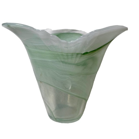 Murano Lavorazione Green Swirl Glass Vase with Original Sticker Made in Italy